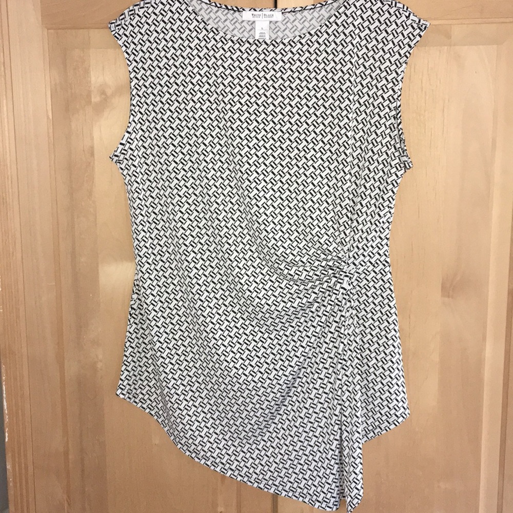 White n black blouse with side pucker!